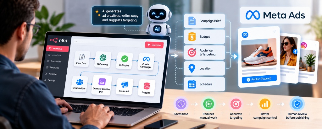 How to Automate the Meta Ads Workflow Using n8n + AI